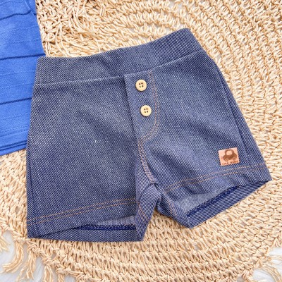 Conj. Camiseta Baby Summer Resort e Bermuda - Azul